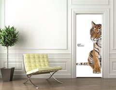 Samolepka na dvee flie 90 x 220, 16916235 - Portrait of Bengal Tiger, sitting in front of white background