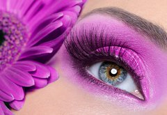 Samolepka flie 145 x 100, 16976079 - Purple eye make-up with gerber flower