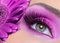 Samolepka flie 200 x 144, 16976079 - Purple eye make-up with gerber flower - Fialov on make-up