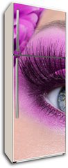 Samolepka na lednici fólie 80 x 200, 16976079 - Purple eye make-up with gerber flower - Fialová oční make-up