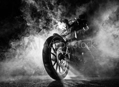 Samolepka flie 100 x 73  High power motorcycle chopper at night., 100 x 73 cm