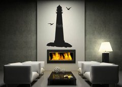 Samolepka na ze 170 x 100 cm vzor n34552384 - K stenlandschaft Leuchtturm M wen Silhouette