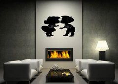 Samolepka na ze 170 x 100 cm vzor n85375060 - Silhouette of two kissing children on white background