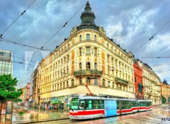 Samolepka flie 100 x 73, 171777679 - City tram in the old town of Brno, Czech Republic - Mstsk tramvaj ve starm mst Brn, esk republika