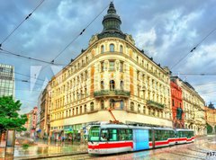 Samolepka flie 270 x 200, 171777679 - City tram in the old town of Brno, Czech Republic