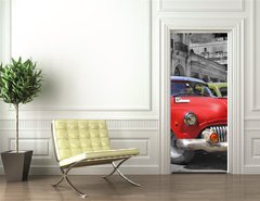 Samolepka na dvee flie 90 x 220, 17211869 - Colorful Havana cars panorama