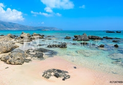 Samolepka flie 145 x 100, 172874884 - Paradise beach with turquoise water, in Elafonisi, Crete, Greece
