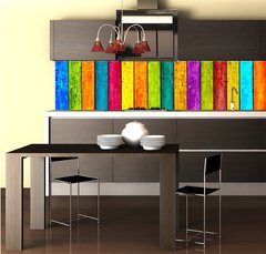 Fototapeta do kuchyně fólie 260 x 60, 17494460 - Colorful Wood Planks Background - Barevné dřevěné prkna pozadí