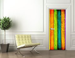 Samolepka na dvee flie 90 x 220  Colorful Wood Planks Background, 90 x 220 cm