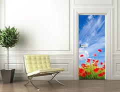 Samolepka na dvee flie 90 x 220  red poppies, 90 x 220 cm