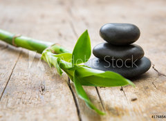 Samolepka fólie 100 x 73, 176854248 - Hot stone with bamboo - Horký kámen s bambusem