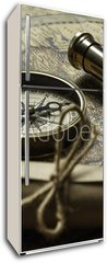 Samolepka na lednici flie 80 x 200  Retro compass with old map and spyglass, 80 x 200 cm