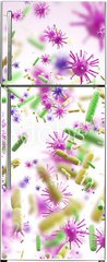 Samolepka na lednici fólie 80 x 200, 180276641 - Green and pink viruses, pink background - Zelené a růžové viry, růžové pozadí