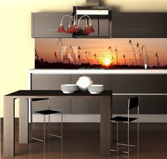 Fototapeta do kuchyně fólie 260 x 60, 18109096 - Abendhimmel im Schilf - Večerní obloha v rákosí