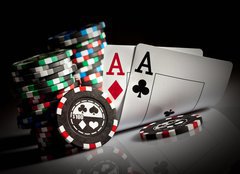 Fototapeta254 x 184  gambling chips and aces, 254 x 184 cm