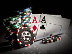 Samolepka flie 270 x 200, 18213077 - gambling chips and aces - hazardn etony a esa