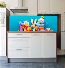 Fototapeta do kuchyn flie 180 x 60, 182423566 - Set of colorful Kids toys frame. Copy space for text