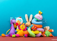 Samolepka flie 200 x 144, 182423566 - Set of colorful Kids toys frame. Copy space for text - Sada rmeku barevnch dtskch hraek. Koprovat prostor pro text