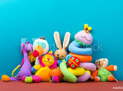 Fototapeta vliesov 270 x 200, 182423566 - Set of colorful Kids toys frame. Copy space for text - Sada rmeku barevnch dtskch hraek. Koprovat prostor pro text