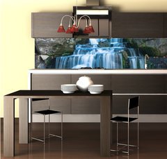 Fototapeta do kuchyn flie 260 x 60  Oriental waterfall landscape, 260 x 60 cm