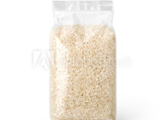 Fototapeta papr 254 x 184, 182770235 - Rice in transparent plastic bag isolated on white background. Packaging template mockup collection. With clipping Path included. Stand - Re v prhlednm plastovm sku izolovanch na blm pozad. Maketa kolekce ablony balen. Vetn oezov cesty. Vydret