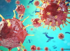 Samolepka flie 100 x 73, 185828438 - Chronic liver disease viral hepatitis infection, Hepatitis viruses in infected organism. 3d illustration - Virov hepatitida, chronick onemocnn jater, viry hepatitidy v infikovanm organismu. 3D obrzek