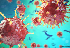 Fototapeta pltno 174 x 120, 185828438 - Chronic liver disease viral hepatitis infection, Hepatitis viruses in infected organism. 3d illustration