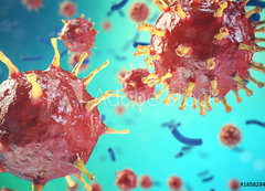 Samolepka flie 200 x 144, 185828438 - Chronic liver disease viral hepatitis infection, Hepatitis viruses in infected organism. 3d illustration - Virov hepatitida, chronick onemocnn jater, viry hepatitidy v infikovanm organismu. 3D obrzek