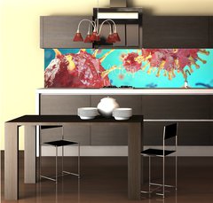 Fototapeta do kuchyn flie 260 x 60, 185828438 - Chronic liver disease viral hepatitis infection, Hepatitis viruses in infected organism. 3d illustration