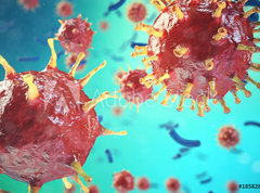 Samolepka flie 270 x 200, 185828438 - Chronic liver disease viral hepatitis infection, Hepatitis viruses in infected organism. 3d illustration