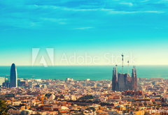 Fototapeta pltno 174 x 120, 187469116 - View above on Barcelona landmark from Montjuic hill