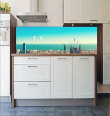 Fototapeta do kuchyn flie 180 x 60, 187469116 - View above on Barcelona landmark from Montjuic hill