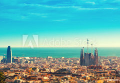 Fototapeta papr 184 x 128, 187469116 - View above on Barcelona landmark from Montjuic hill