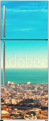 Samolepka na lednici flie 80 x 200, 187469116 - View above on Barcelona landmark from Montjuic hill