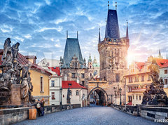 Samolepka flie 270 x 200, 189190275 - Sunrise on Charles bridge in Prague Czech Republic picturesque - Vchod slunce na Karlov most v Praze, esk republika, malebn