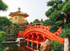 Samolepka flie 100 x 73  Gold pavilion in Chinese garden, 100 x 73 cm