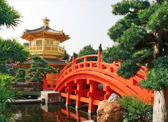 Fototapeta160 x 116  Gold pavilion in Chinese garden, 160 x 116 cm