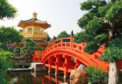 Fototapeta174 x 120  Gold pavilion in Chinese garden, 174 x 120 cm