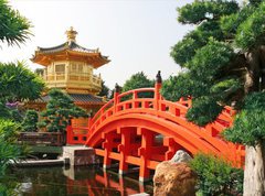 Fototapeta270 x 200  Gold pavilion in Chinese garden, 270 x 200 cm