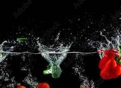 Samolepka flie 100 x 73, 193446004 - group of vegetables in water splash - skupina zeleniny v stkajc vod