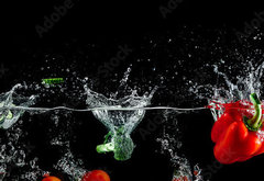 Fototapeta pltno 174 x 120, 193446004 - group of vegetables in water splash