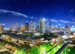 Fototapeta vliesov 200 x 144, 193892656 - Eleveted, night view of Makati, the business district of Metro Manila, Philippines