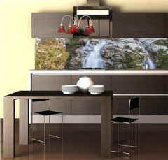 Fototapeta do kuchyn flie 260 x 60, 194541541 - Double Waterfalls in Mountain Forest