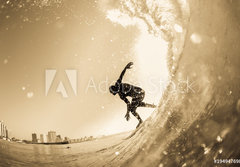 Fototapeta papr 184 x 128, 194947698 - Surfing Surfer Wave Closeup Silhouette Vintage - Surfovn Surfa Vlna Detailn Silueta Vintage