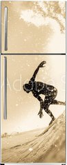 Samolepka na lednici fólie 80 x 200, 194947698 - Surfing Surfer Wave Closeup Silhouette Vintage - Surfování Surfař Vlna Detailní Silueta Vintage