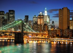 Fototapeta plátno 160 x 116, 19608224 - New york Manhattan bridge after sunset - New York Manhattan most po západu slunce