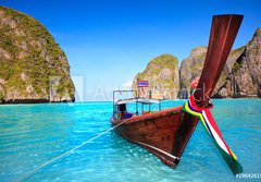 Fototapeta papr 184 x 128, 19642615 - Longtail boat at Maya bay - Longtailov lo v ztoce Maya