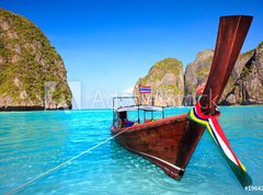 Samolepka flie 270 x 200, 19642615 - Longtail boat at Maya bay - Longtailov lo v ztoce Maya