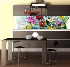 Fototapeta do kuchyn flie 260 x 60, 196641998 - Abstract oil painting of  flower.