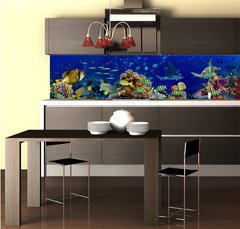 Fototapeta do kuchyn flie 260 x 60, 196736176 - colorful wide underwater coral reef panorama banner background with many fishes turtle and marine life / Unterwasser Korallenriff breit Hintergrund - barevn irok podvodn korlov tes panorama banner pozad s mnoha elvami ryb a moskho ivota / Unterwasser Korallenriff breit Hintergrund